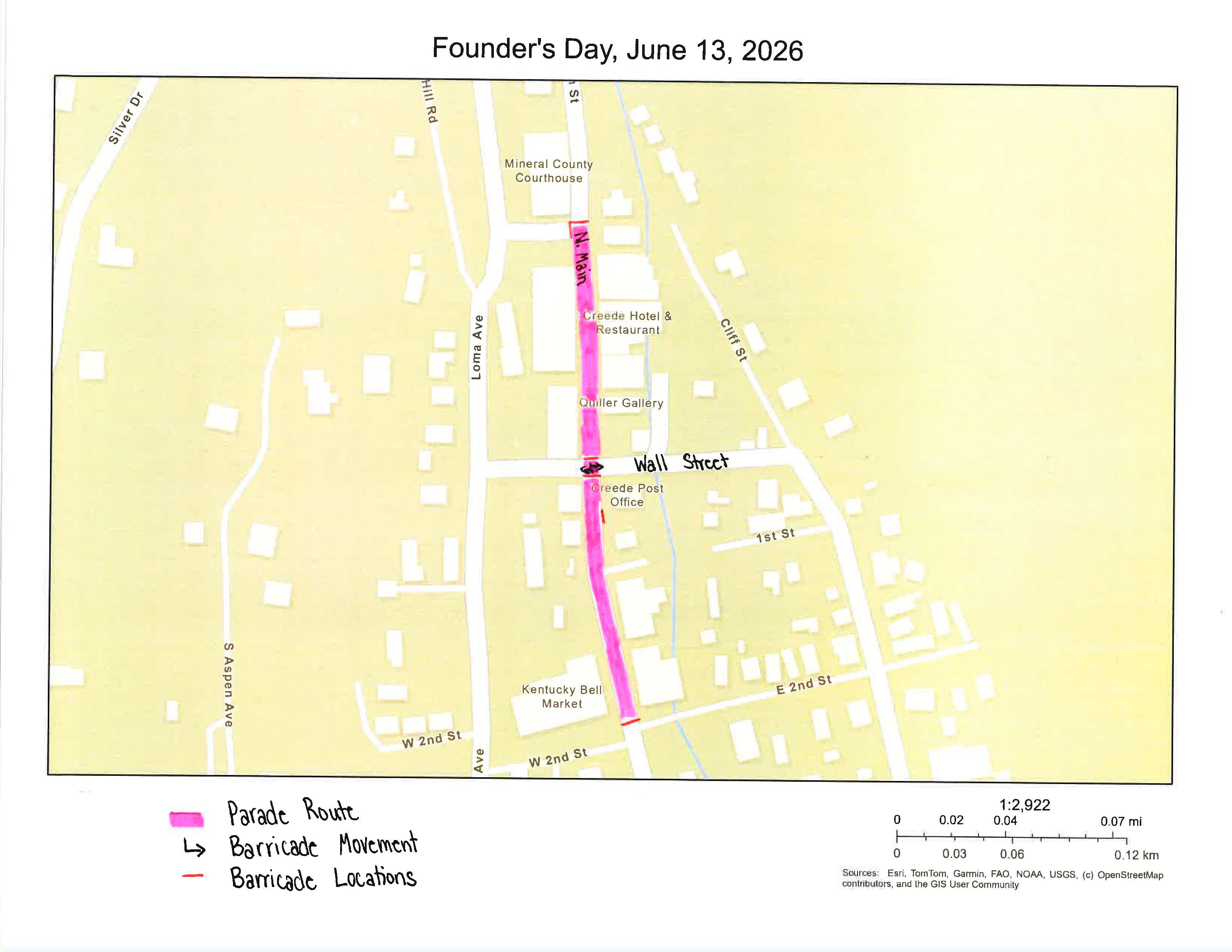 Founder's Day Parade Route and Barricade Locations