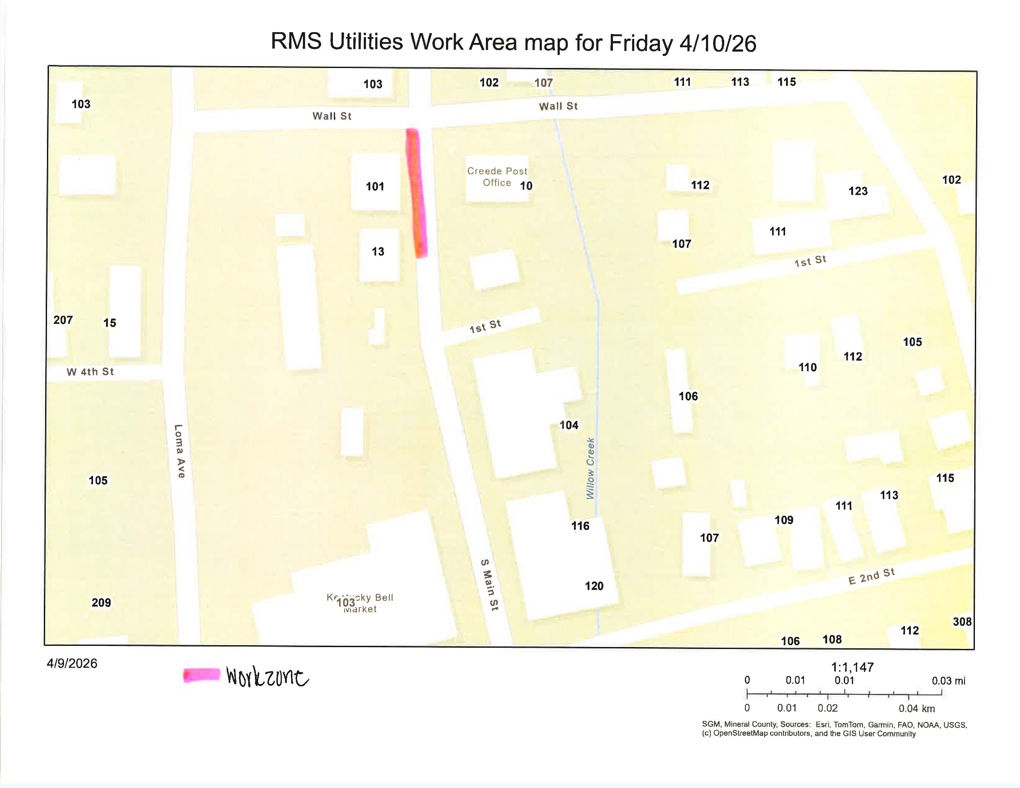 Water Service Line Project Road Closure Map
