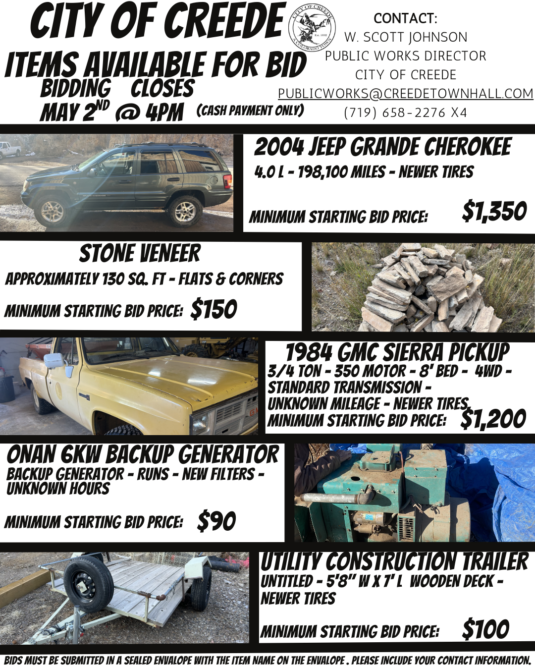 Poster for Items Available for Bid