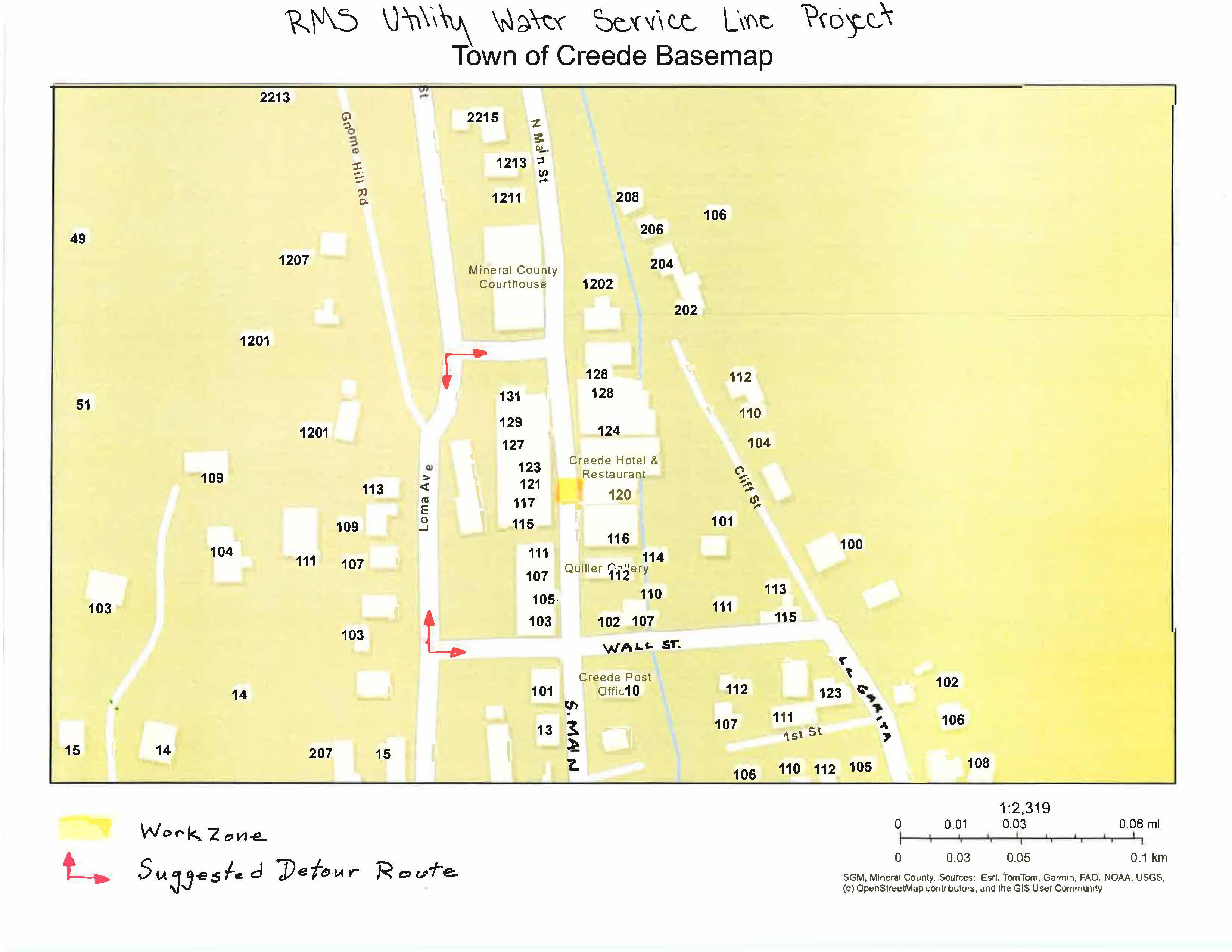 Water Service Line Project -- Detour Map