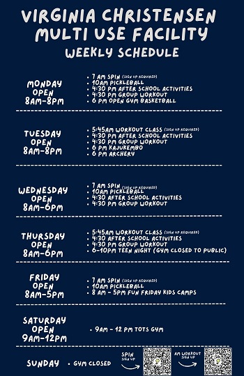 Virginia Christensen Multi Use Facility Weekly Schedule Flyer