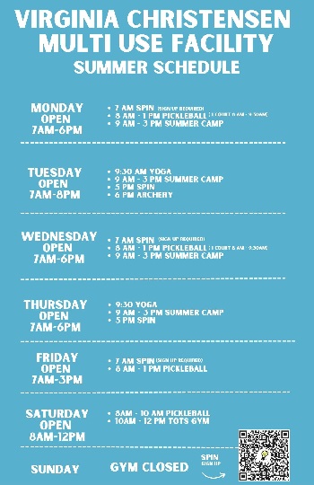Virginia Christensen Multi Use Facility Weekly Schedule Flyer