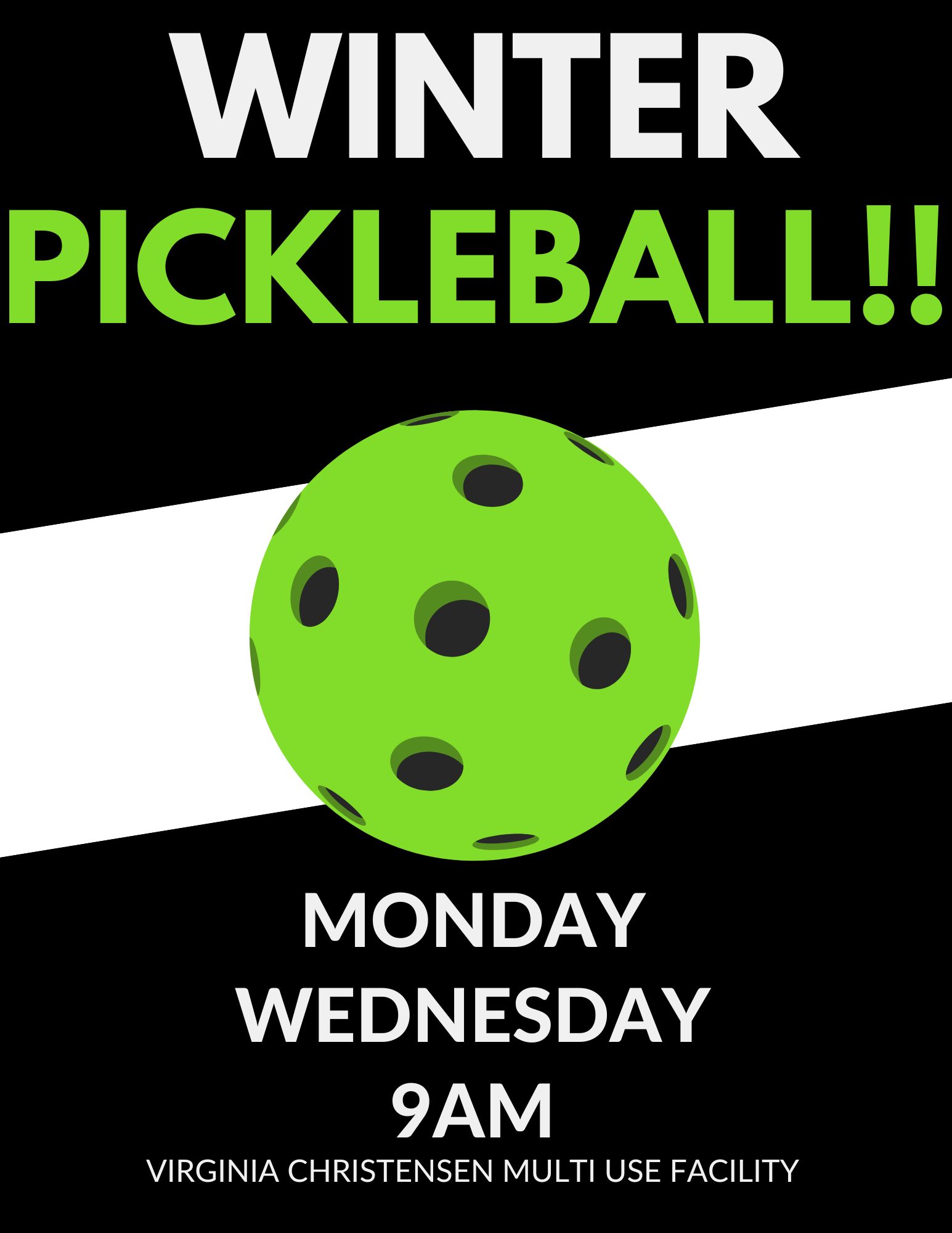 Winter Pickleball Monday wednesday 9 am